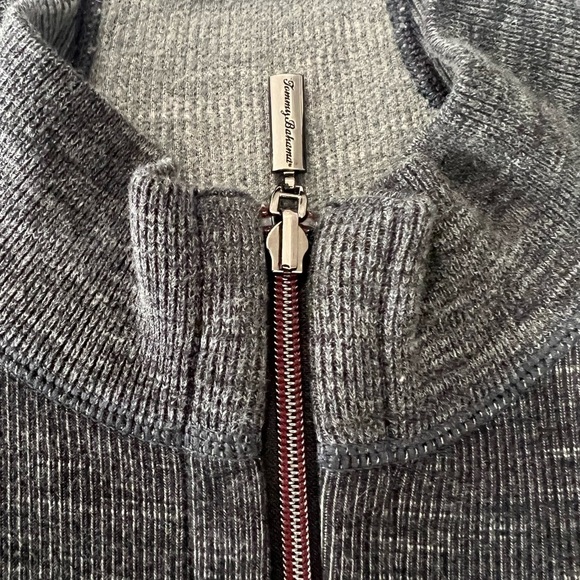 Tommy Bahama Men's Long Sleeved 1/4 Zip Cotton Blend Pullover Charcoal - Picture 9 of 11